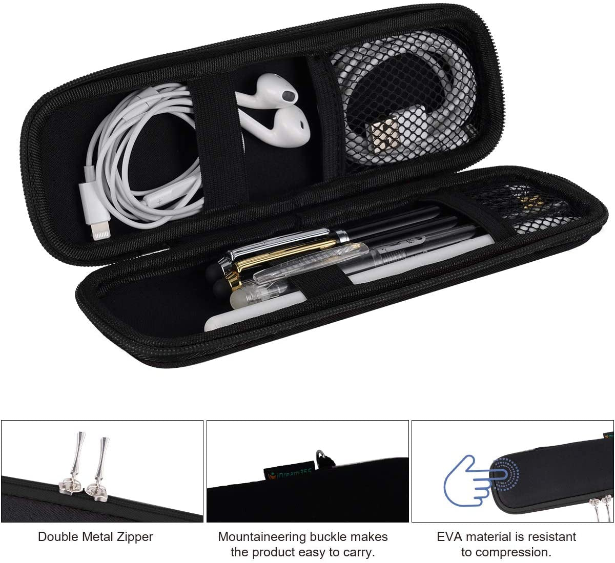 Idream365 Apple Pencil Case Holder,Slim EVA Carrying Case/Bag/Pouch/Holder for Apple Pencils,Executive Fountain Pen,Ballpoint Pen,Stylus Touch Pen-Black  iDream365   