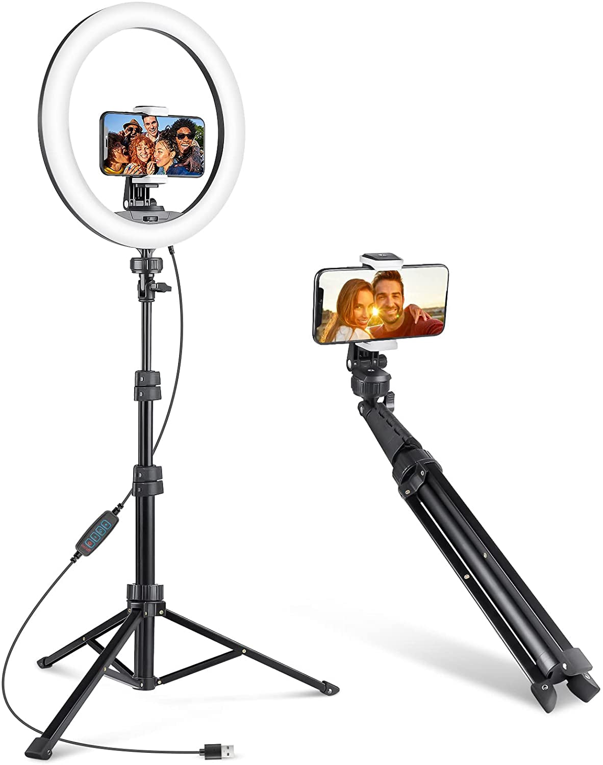 Aureday 12'' Selfie Ring Light with 62'' Tripod Stand and Phone Holder, LED Lighting with Phone Stand for Video Recording, Compatible with Cell Phones and Cameras  Aureday   