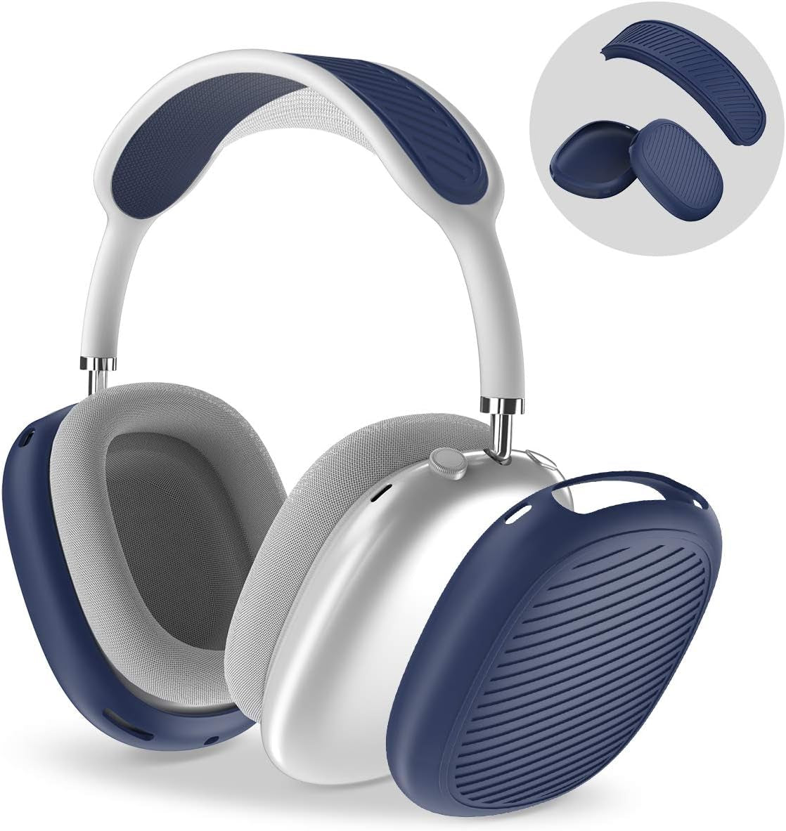 [2 Sets] Case for Airpods Max Ear Cups Cover & Headband Cover, Soft Silicone Anti-Scratch/Dust-Proof Earphone Earpad Cover & Headband Cushion for Apple Airpods Max - Airpods Max Accessories (Red)  WQNIDE Blue  