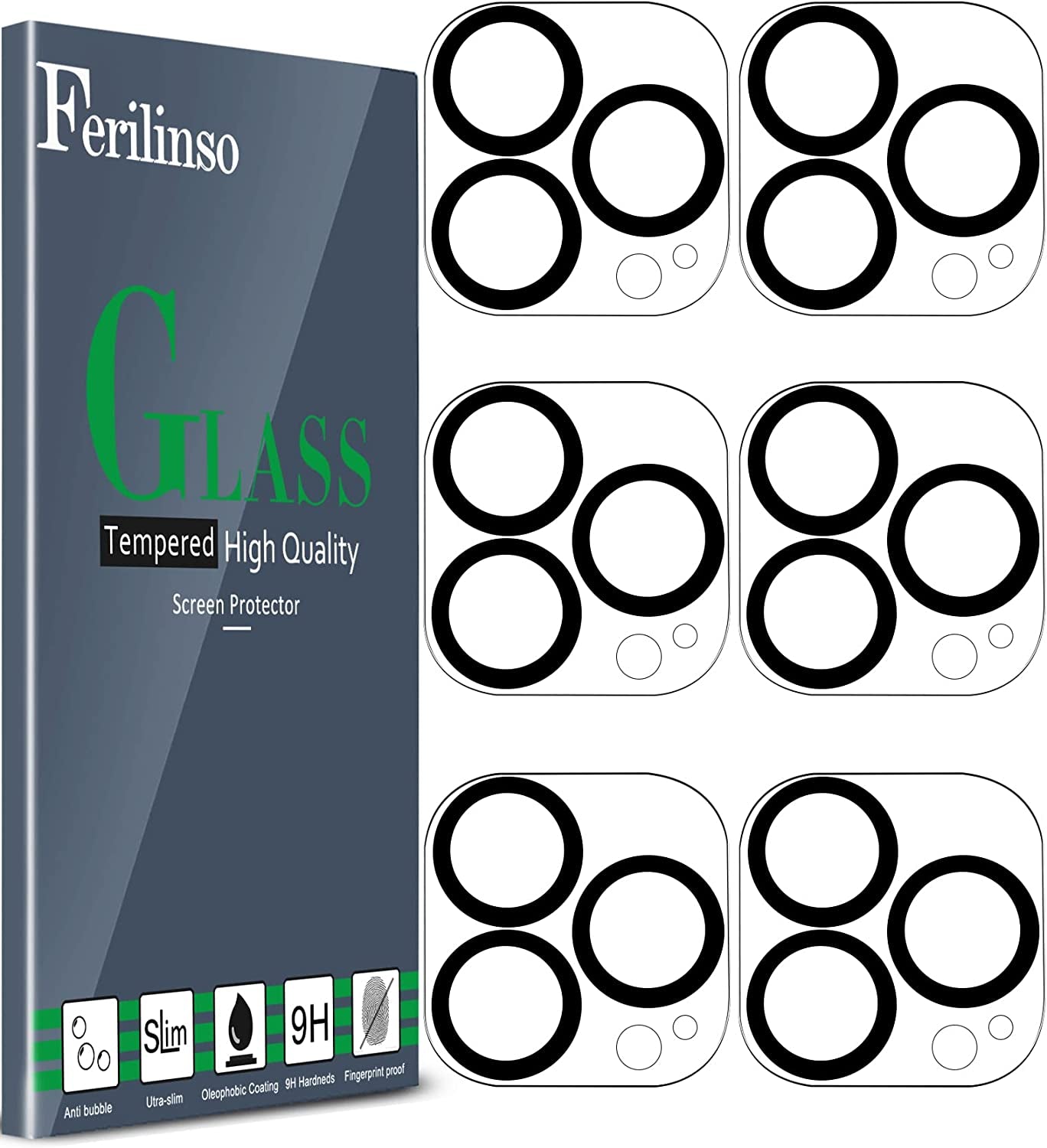 Ferilinso for Iphone 13/ 14 Privacy Screen Protector 2 Pack 9H anti Spy Tempered Glass Privacy Screen with 2 Pack Camera Lens Protector Case Friendly Accessories  Ferilinso Clear+Black Circle 6.7Clear 