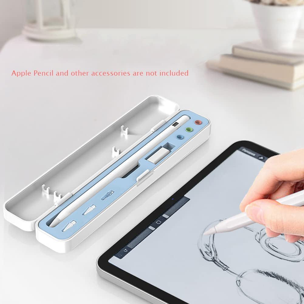 SIXFU Pencil Case for Apple Pencil 2Nd Generation/Apple Pencil 1St Generation, Storage Case Design for Apple Pencil Tips Stylus Ipad Pencil Accessories(White+Blue)  SIXFU   