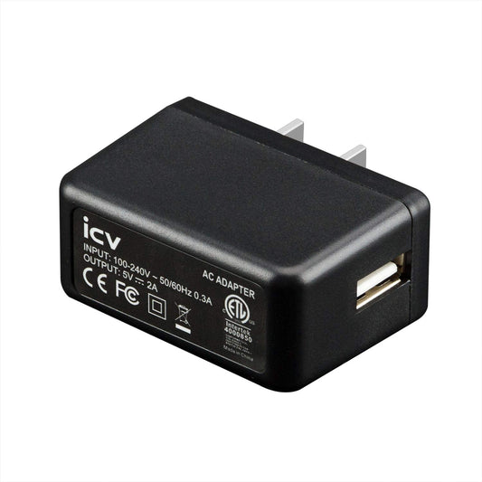 Icv USB Wall Charger – 5V 2A AC Power Adapter with US Plug for Phone, Tablet and Other Related USB Powered Devices Small and Lightweight – Designed for Safety  iCV   