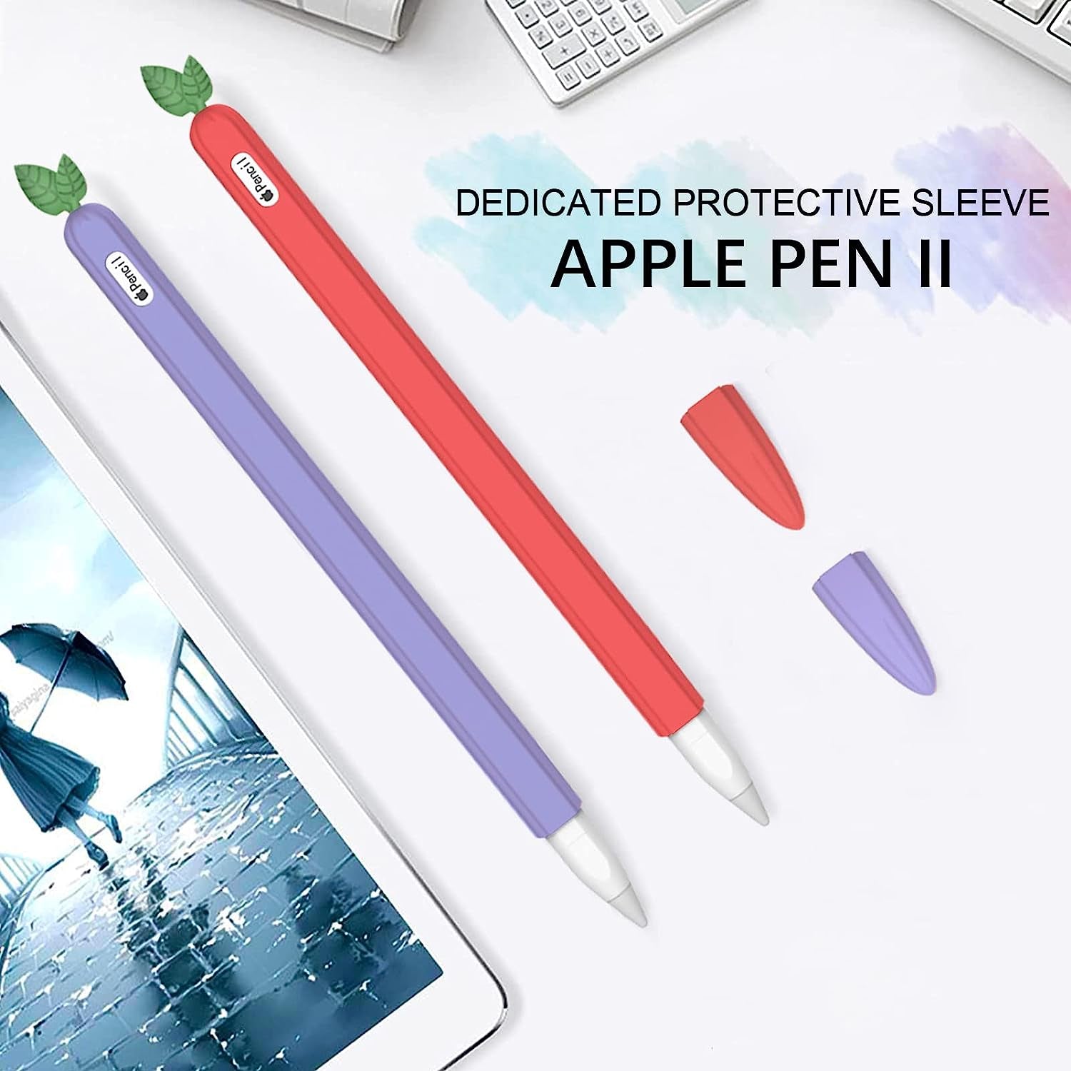 WITOP Apple Pencil 2Nd Generation Case,Ipencil Case Sleeve Cute Fruit Design Silicone Soft Protective Cover Accessories Compatible with Apple Pencil 2Nd Generation (Purple)  WITOP   