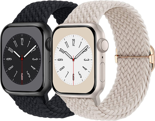 Braided Solo Loop Compatible with Apple Watch Band 38Mm 40Mm 41Mm 42Mm 44Mm 45Mm 49Mm Women Men, Adjustable Stretchy Bands Elastic Sport Wristbands for Iwatch Series 8 7 6 5 4 3 2 1 SE Ultra  Butifacion   