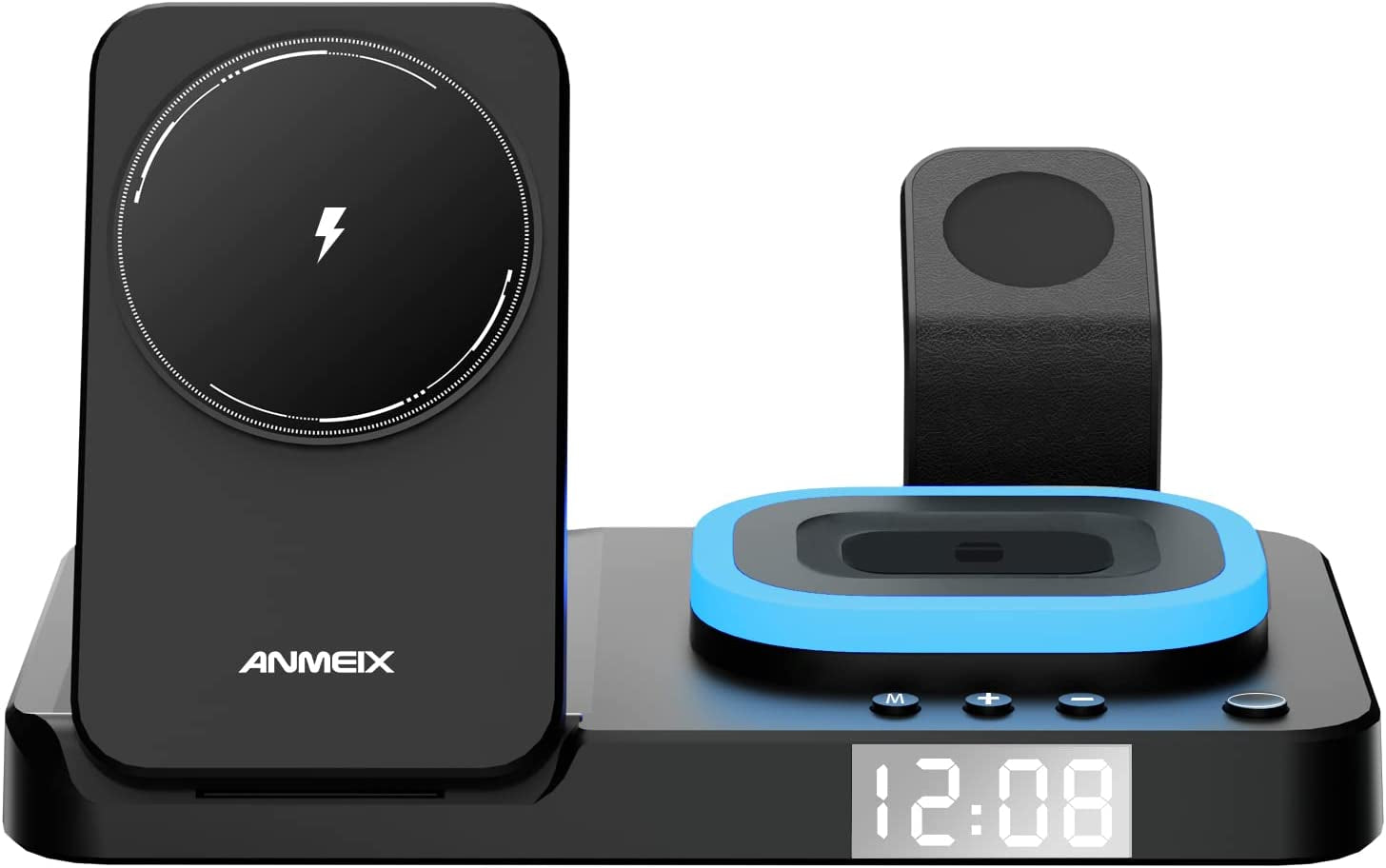 Magnetic Wireless Charger,3 in 1 Magnetic Charging Station,For Mag-Safe Charger with QC3.0 Adapter, for Iphone 14/13/12/11/X/8, for Iwatch, for Airpods 3/2/Pro, for Samsung Galaxy Z Fold3/4  Anmeix   