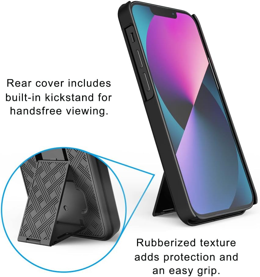 Aduro Combo Case with Kickstand & Holster for Iphone 13 Mini, Slim Shell & Swivel Belt Clip Holster, with Built-In Kickstand for Apple Iphone (5.4") 2021  Aduro   