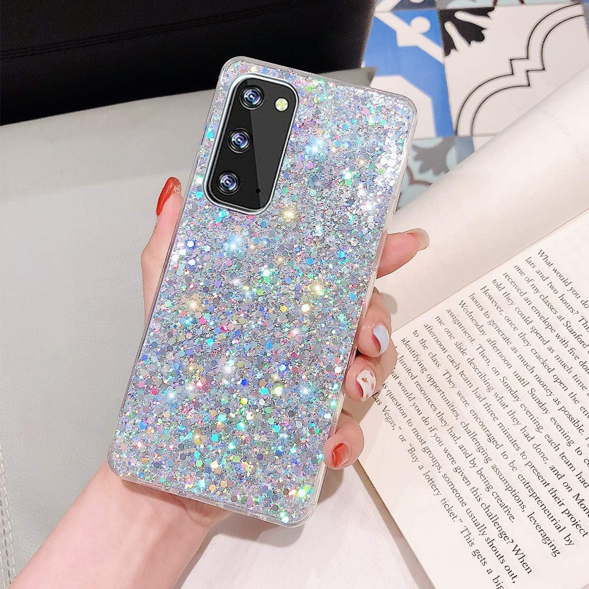 Topwin Galaxy S21 plus 6.7'' Glitter Case, Sparkle Bling Shiny Diamond Slim Soft Reflective TPU Rubber Bumper Girl Women Protective Case for Samsung Galaxy S21 plus 6.7 Inch 2021 (Silver)  Topwin   