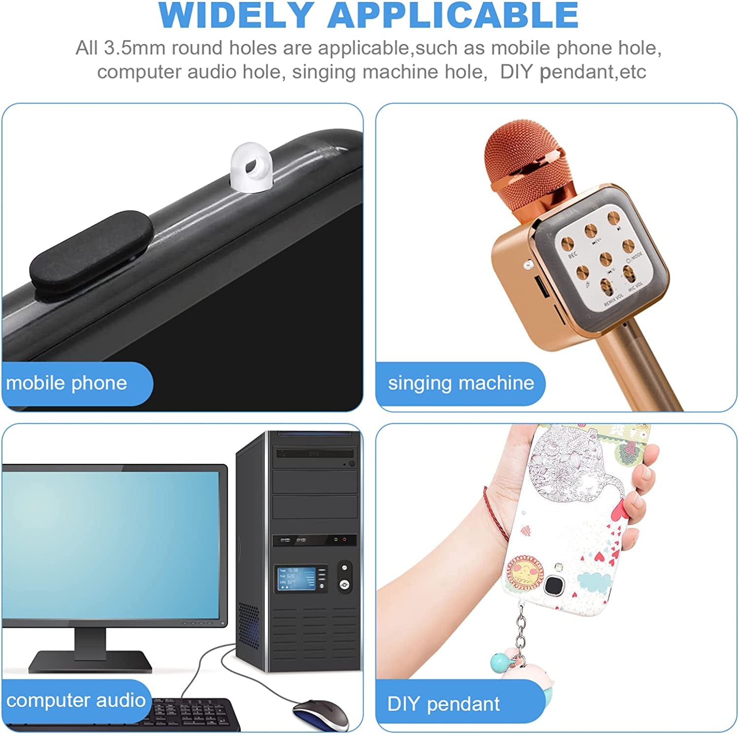 Hemobllo anti Dust Plugs - 100 Pcs Cell Phone Dust Plug Charm with Hole Headphone Jack Covers Dust Protector Cap Compatible for 3.5Mm Earphone Jack (Transparent)  Hemobllo   