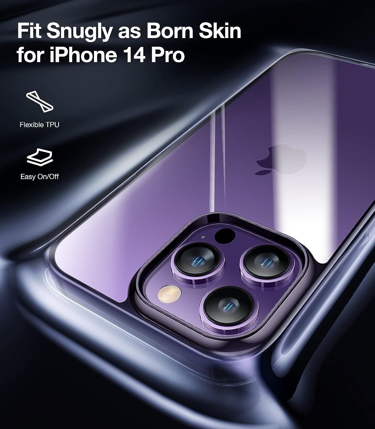 TORRAS Crystal Clear Designed for Iphone 14 Pro Case, Ultra-Thin [Non-Yellowing] [Military Protective Absorber] Slim Fit Soft Silicone TPU Cover for Iphone 14 Pro Phone Case 6.1 Inch, Dark Purple  TORRAS   