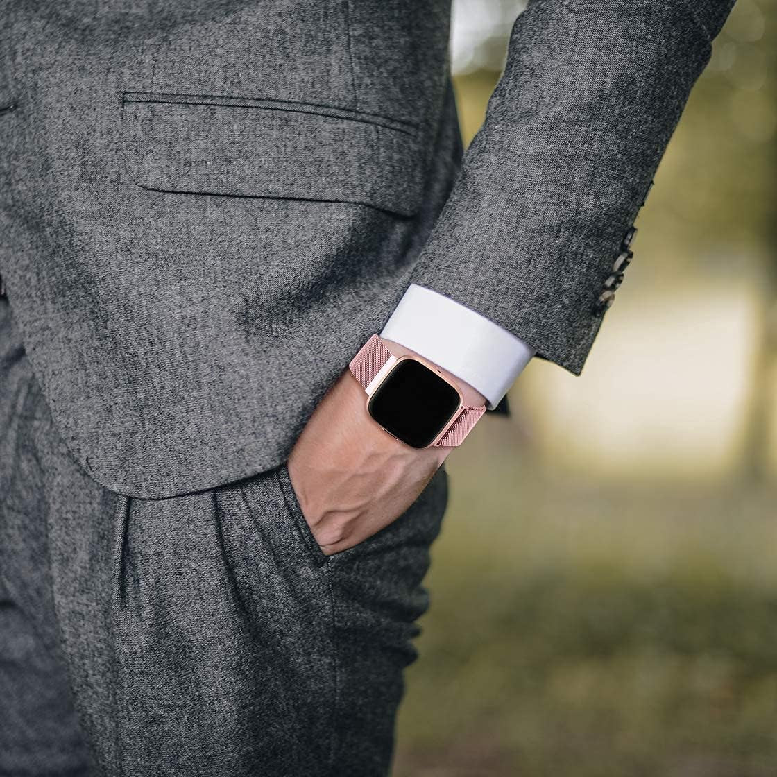 ZWGKKYGYH Compatible with Fitbit Versa 2 Bands for Women Men, Stainless Steel Metal Mesh Replacement Band Accessories Bracelet Strap with Magnet Lock for Fitbit Versa/Versa Lite SE…  ZWGKKYGYH   