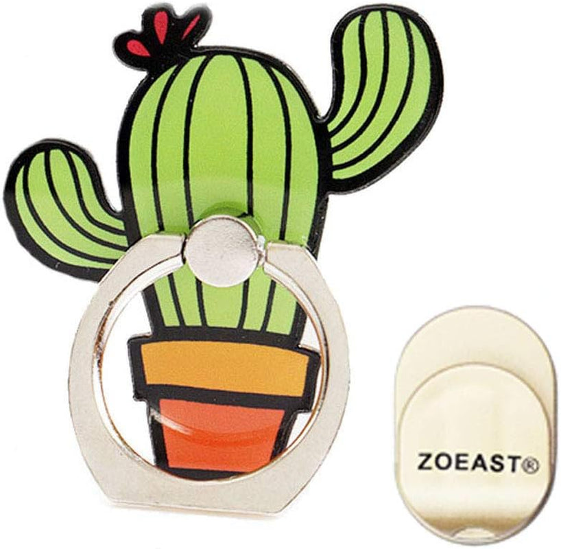 ZOSTLAND 1PC Transparent Clear Phone Ring,Universal 360°Adjustable Phone Case Finger Grip Stand Holder Desk Stent Mount Car Hook Compatible with Iphone 13 12 11 XS MAX X plus Ipad Samsung (Round)  ZOEAST Green Cactus  