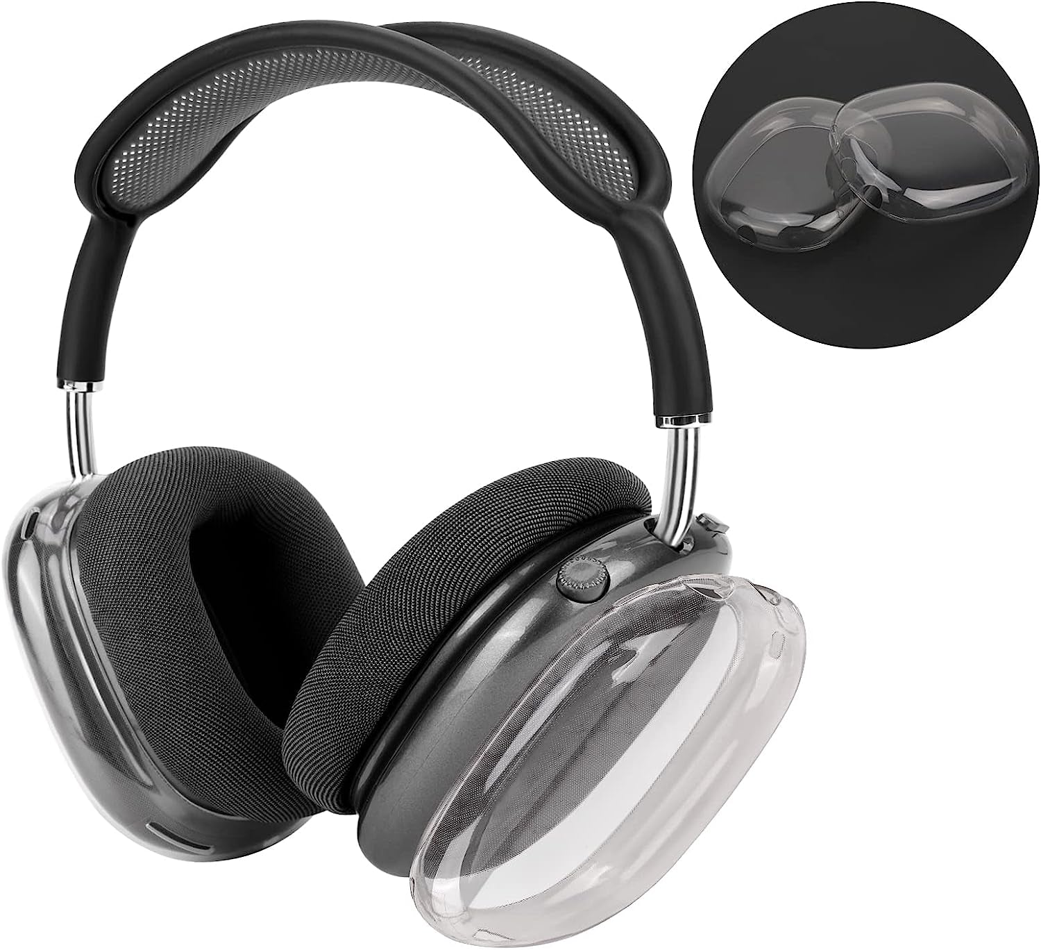 OOTSR Clear Case Cover for Airpods Max, Soft TPU Clear Anti-Scratch Protective Cover for Airpod Max,Transparent Accessories Skin Protector for Airpods Max Headphones（Pink）  OOTSR Clear Black  