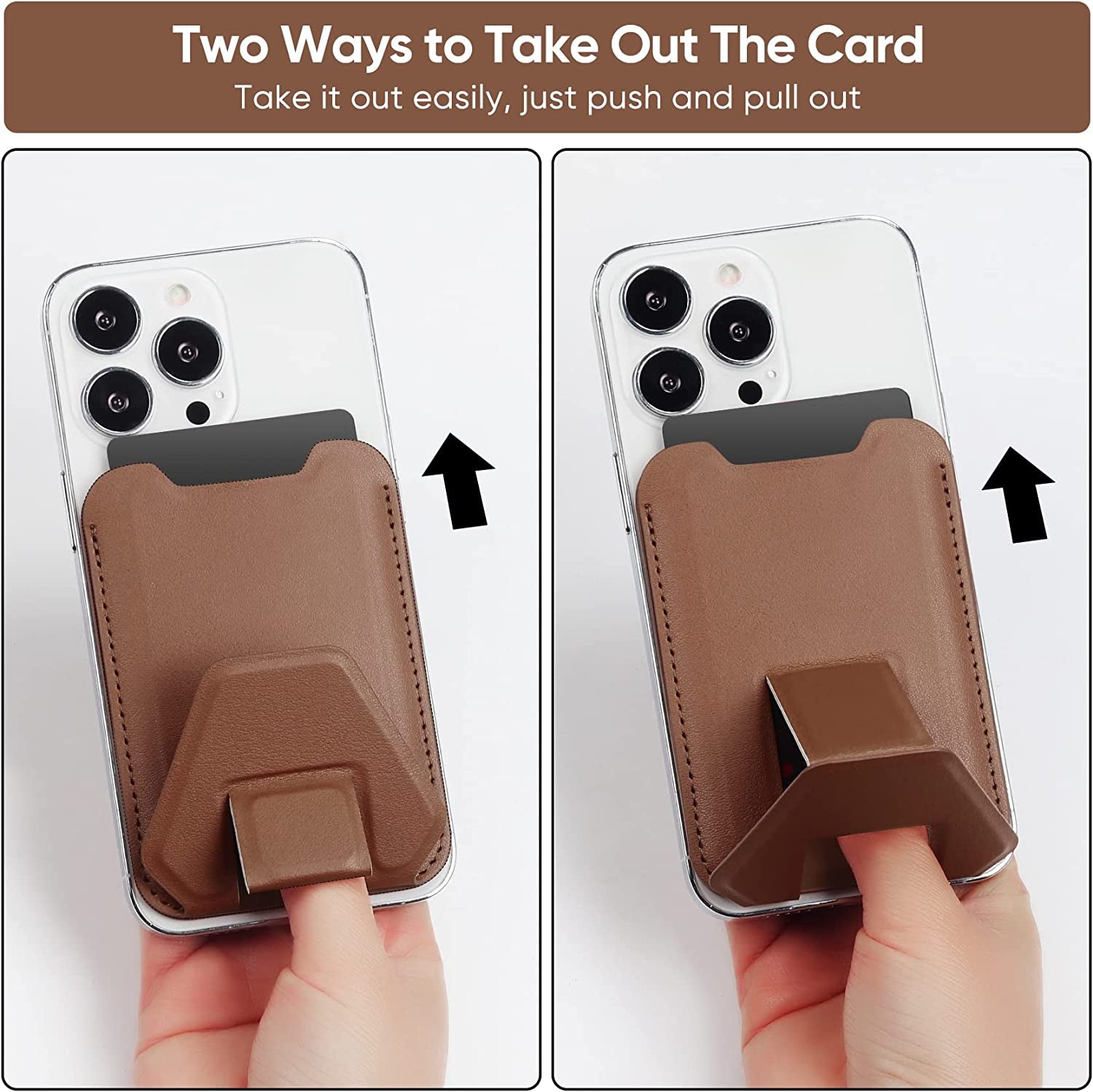 Magnetic Card Wallet Holder for Apple Magsafe, Magnetic Stand Card Holder Compatible Iphone 12 Pro|Max Iphone 13 Pro|Max Magsafe Wallet, Mag Safe Leather Wallet for Iphone 13 Iphone 12 Series, Brown  TopMade   