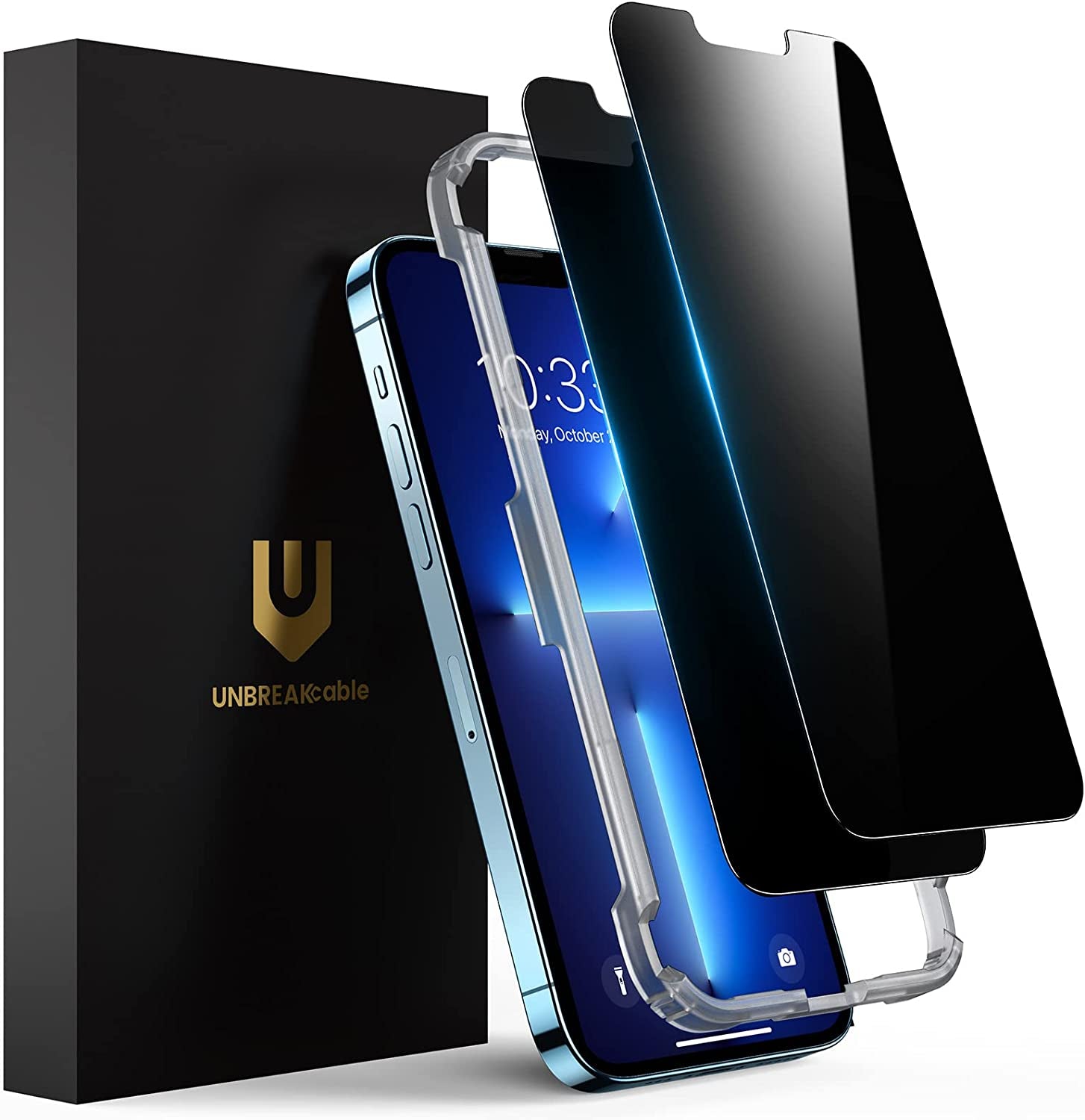 Unbreakcable Privacy Screen Protector for Iphone 14 / Iphone 13/13 Pro [2-Pack], Shatterproof Tempered Glass [True 28°Anti-Spy ] [Easy Installation Frame] [9H Hardness] [Bubble Free] for Apple 6.1''  UNBREAKcable   