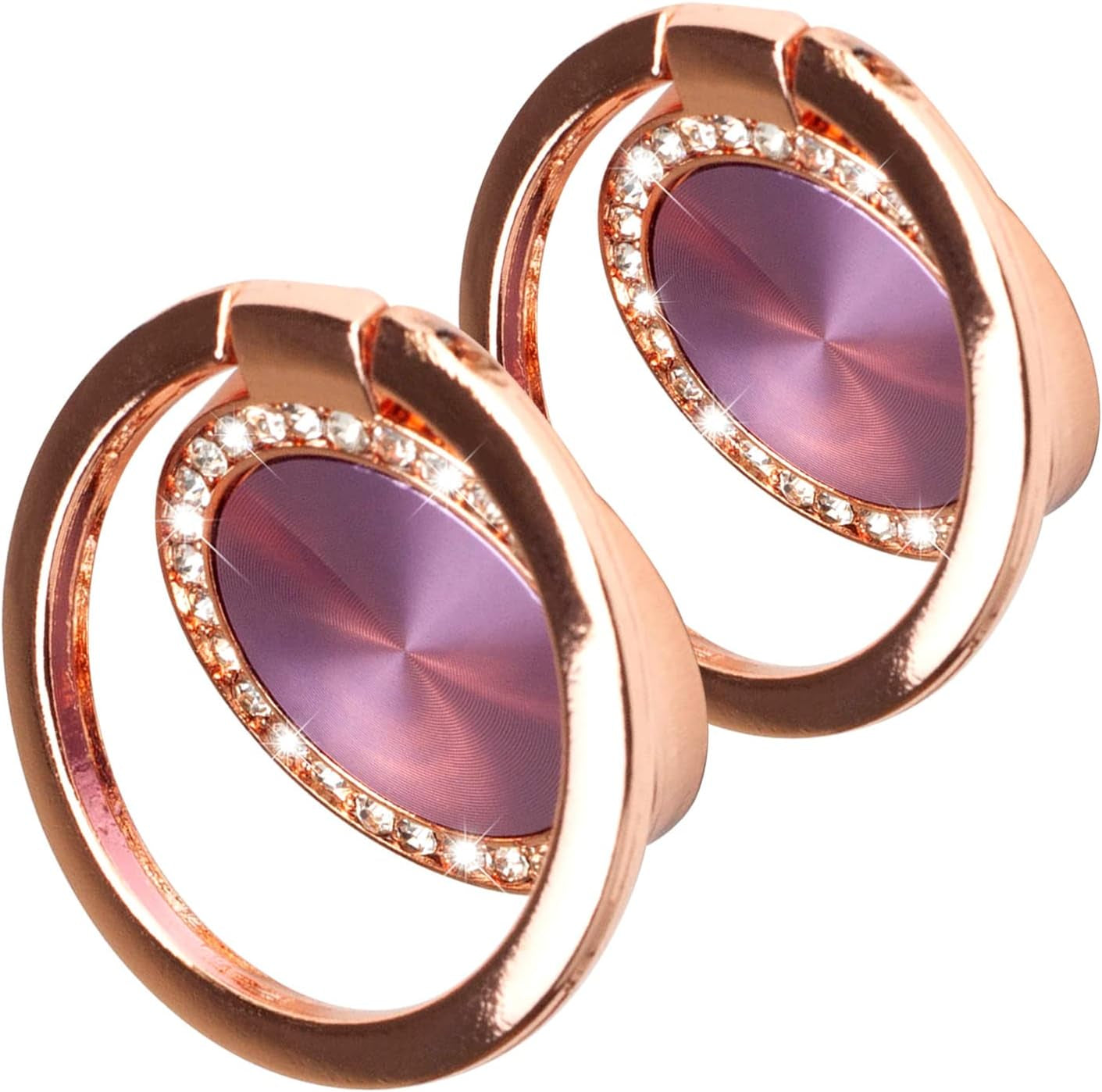 [2 Pack] Concentric Circular Texture Diamond Setting Cell Phone Ring Holder Stand, 360 Degree Rotation and 180 Degreeadjustable Finger Ring Kickstand with Polished Metal Phone Grip (Light Purple)  Wansurs   