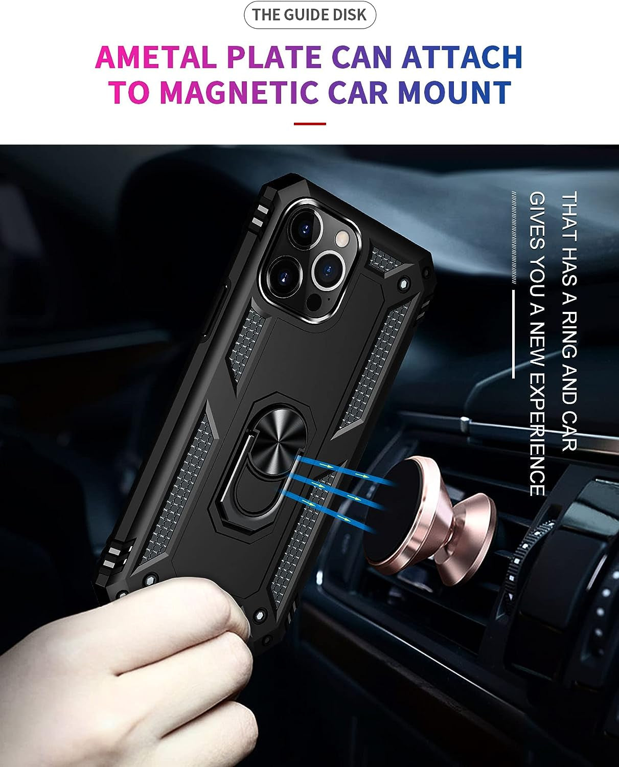 ADDIT Military Grade Iphone 12 Pro Max Case - 6.7" Slim Fit, Heavy Duty Protection, Rotatable Magnetic Kickstand, TPU & Polycarbonate, Black  ADDIT   