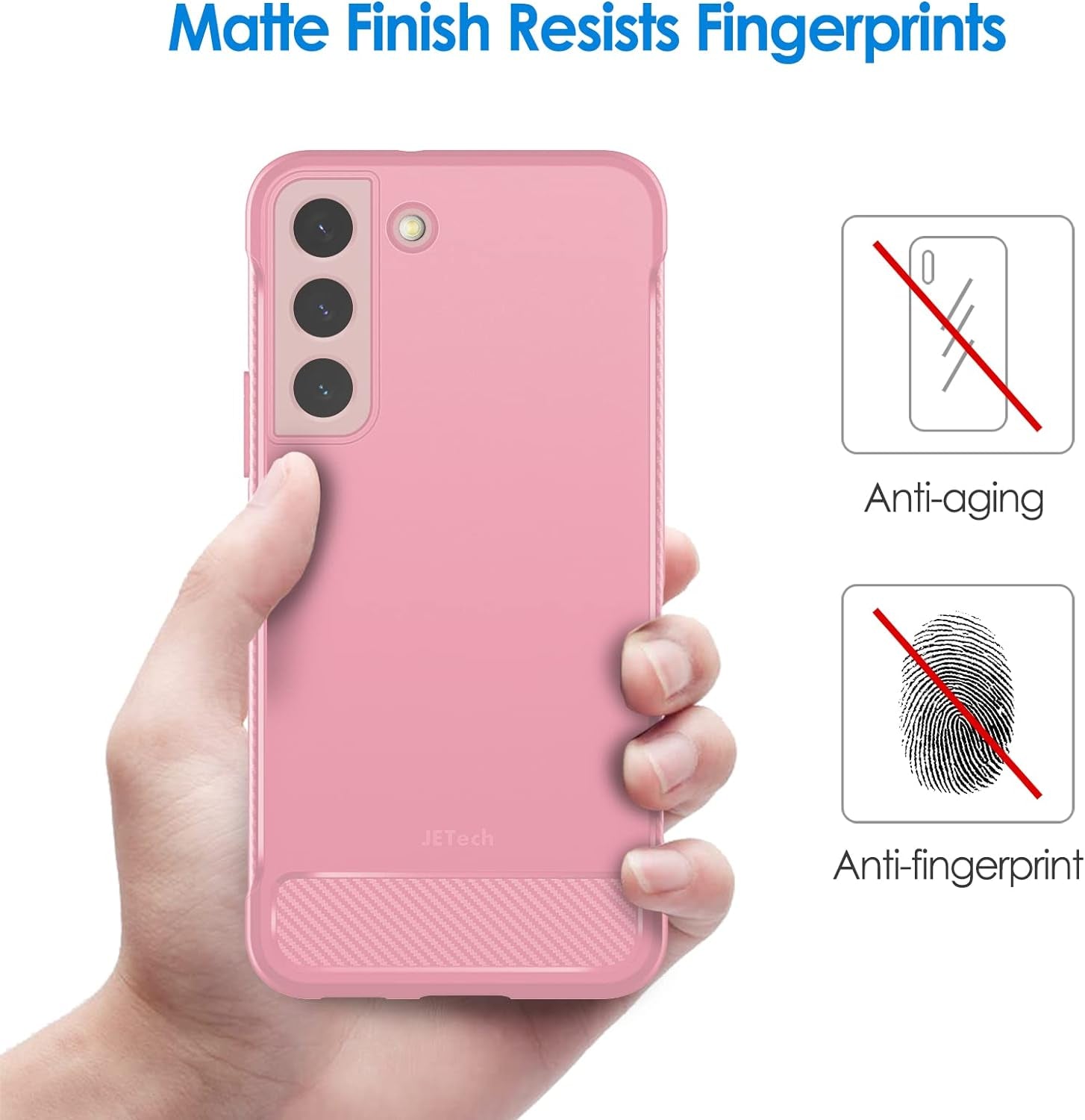 Jetech Slim Fit Case for Samsung Galaxy S22+ / S22 plus 5G 6.6-Inch, Thin Phone Cover with Shock-Absorption and Carbon Fiber Design (Pink)  JETech   