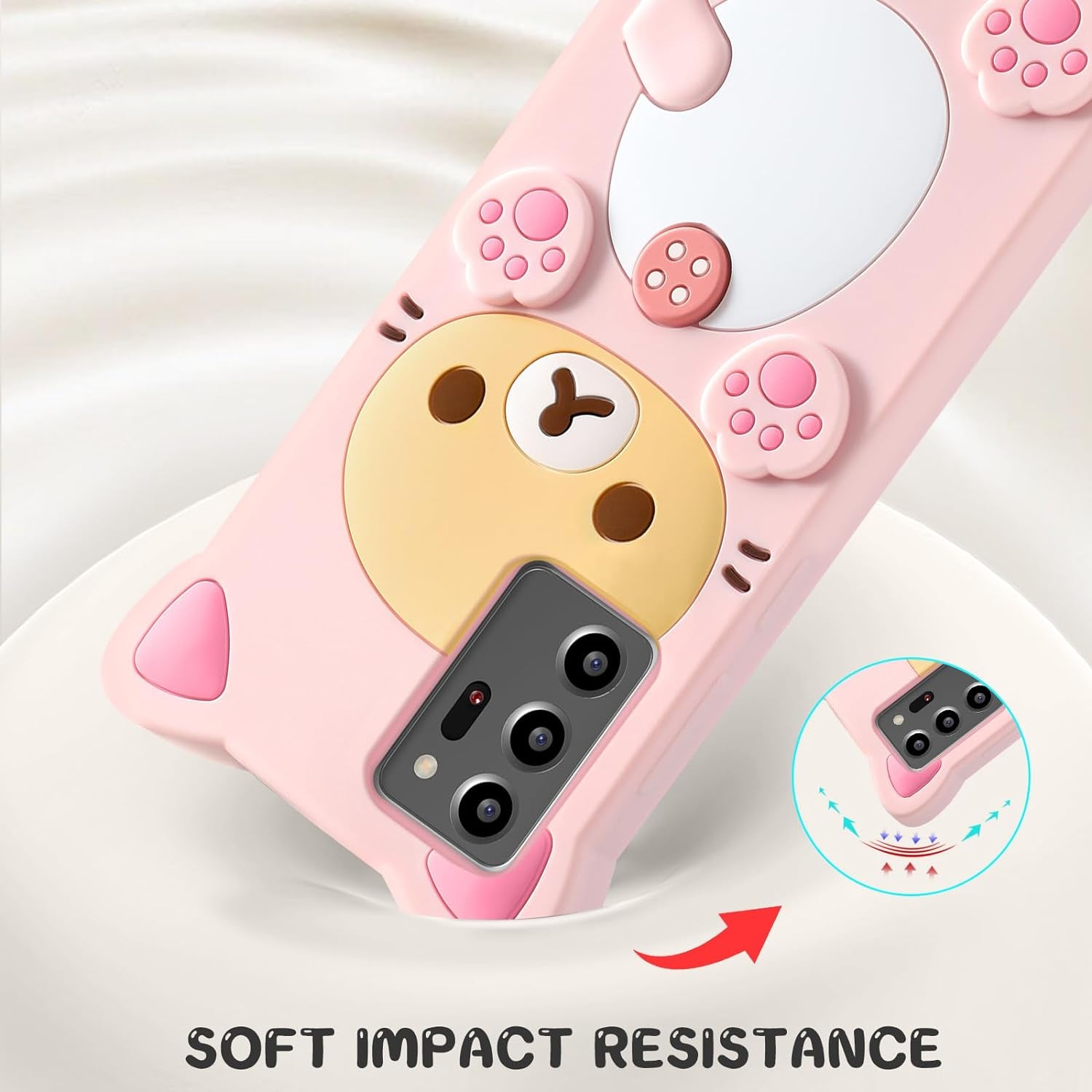 Stsnano Kawaii for Note 20 Ultra Case 3D Cute Cartoon Bear Phone Cases Fashion Cool Fun Funny Bear Soft TPU Covers for Samsung Galaxy Note 20 Ultra 5G 6.9" Silicone Cover for Women Girls Kids PK  STSNano   