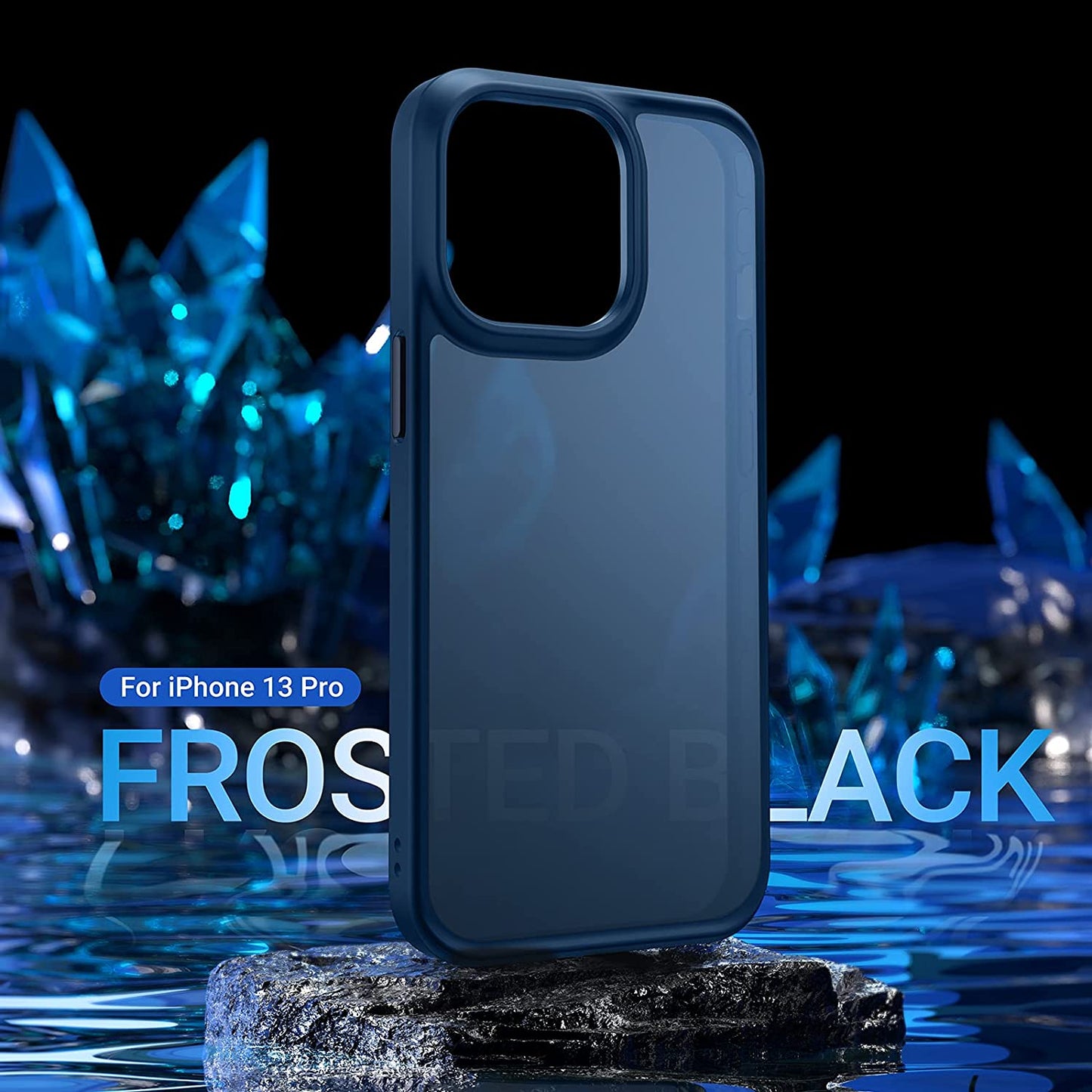 TORRAS Shockproof Designed for Iphone 14 Pro Case, [Military-Grade Drop Tested] Translucent Matte Hard Back with Silicone Slim Protective Anti-Fingerprint Anti-Scratch Phone Case Guardian 2022, Blue  TORRAS   