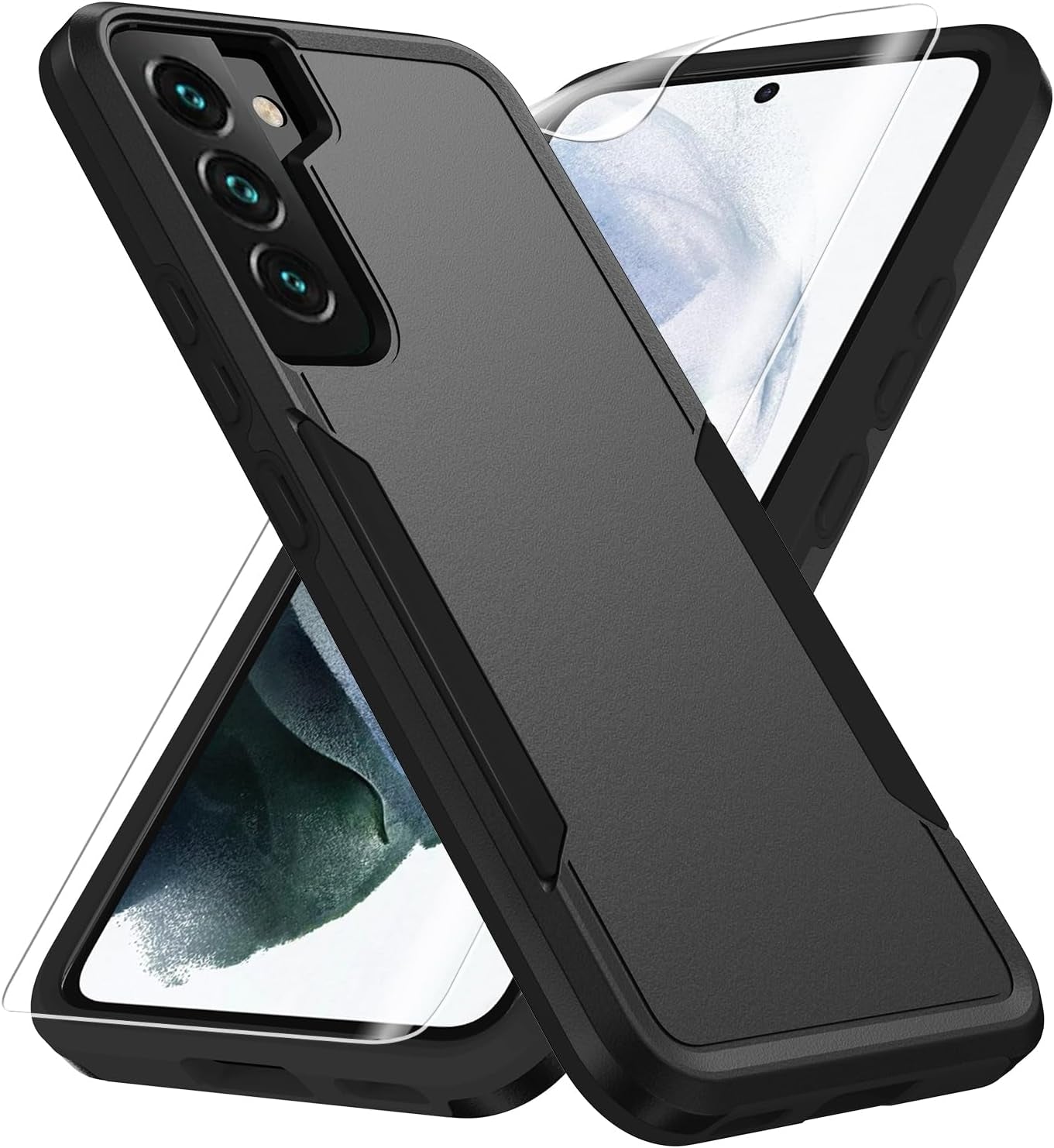 For Samsung Galaxy S22 Case, Galaxy S22 Case with HD Screen Protector [Military Grade Drop Tested] Heavy-Duty Tough Rugged Shockproof Protective Case for Samsung S22, Black  BOYOSS   