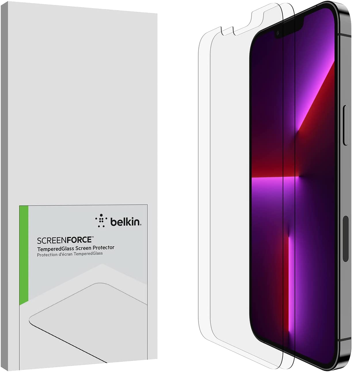 Belkin Tempered Glass Privacy Screen Protector 2-Pack for Iphone 14, Iphone 13, Iphone 13 Pro - Installation Guide Tray Included for Easy Application - Crystal Clear Glass Screen Protector  Belkin   