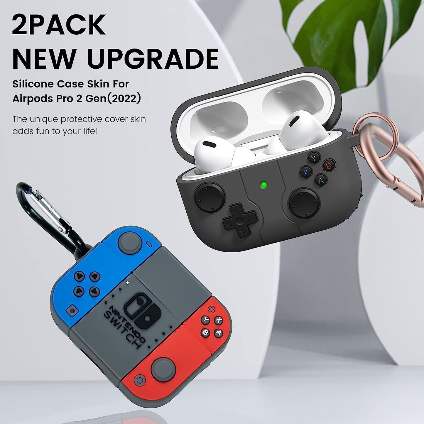 2 Pack for Airpods Pro 2Nd Generation Case, Game Console Design Fashion Cool Airpods Pro 2 Case with Keychain for Men Women Soft Silicone Protective Cover Skin for Apple Airpods Pro 2Nd Gen 2022  LDSXAY   