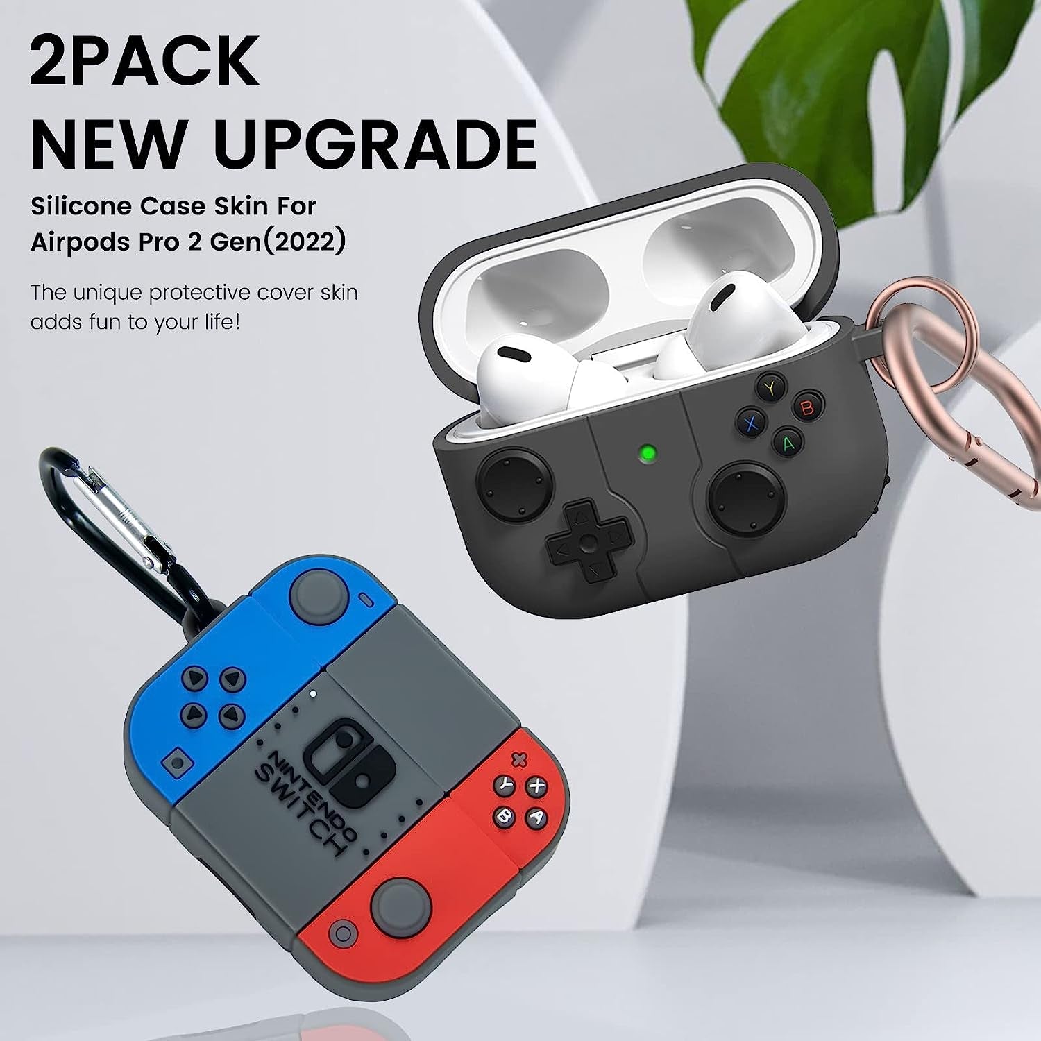 2 Pack for Airpods Pro 2Nd Generation Case, Game Console Design Fashion Cool Airpods Pro 2 Case with Keychain for Men Women Soft Silicone Protective Cover Skin for Apple Airpods Pro 2Nd Gen 2022  LDSXAY   