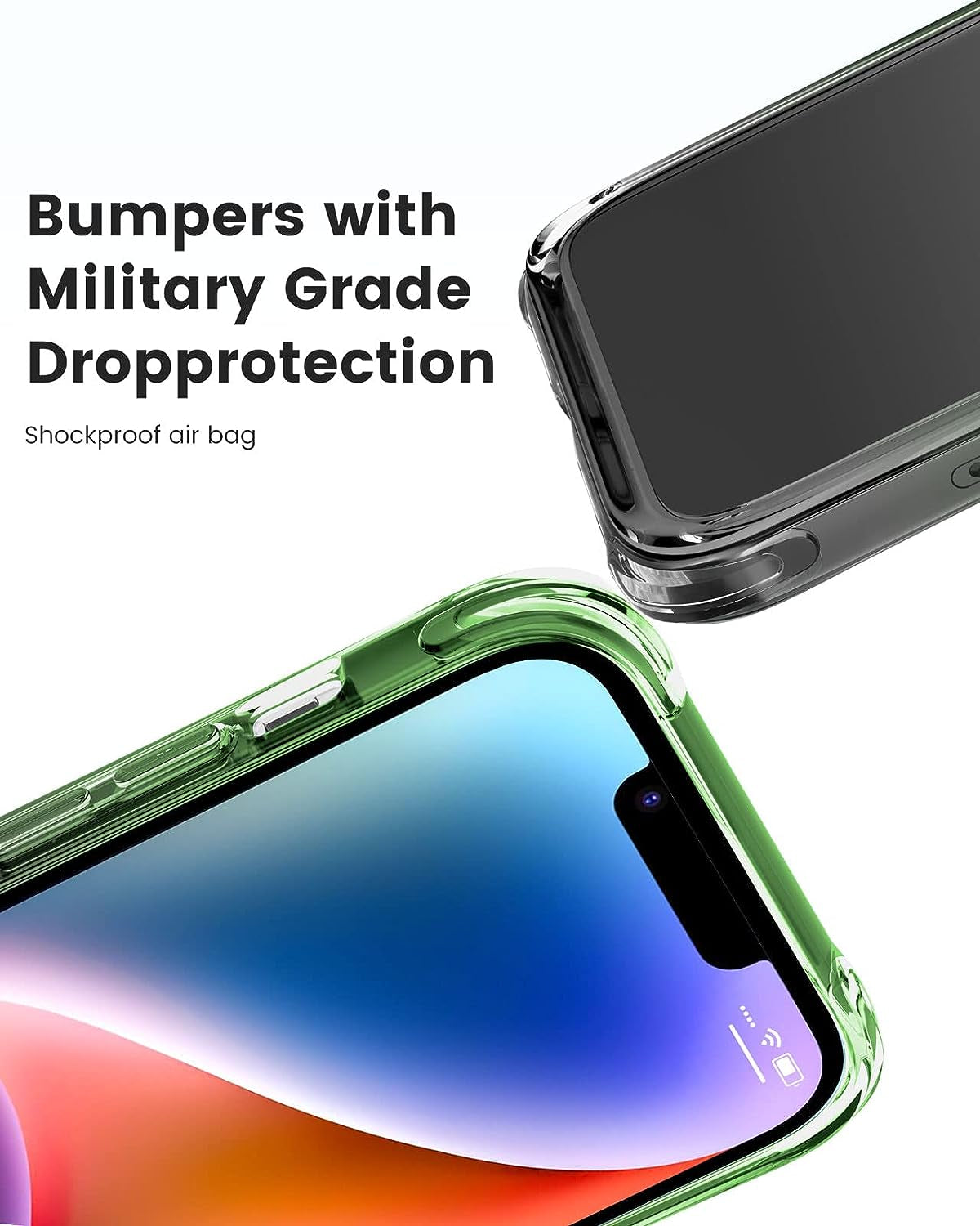 Mkeke Designed for Iphone 14 plus Case Clear, [Non Yellowing] [Military Grade Protection] Shockproof Slim Phone Case for Iphone 14 plus 6.7 Inch - Gradient Black-Green  Shenzhen Make Technology Company Limited   