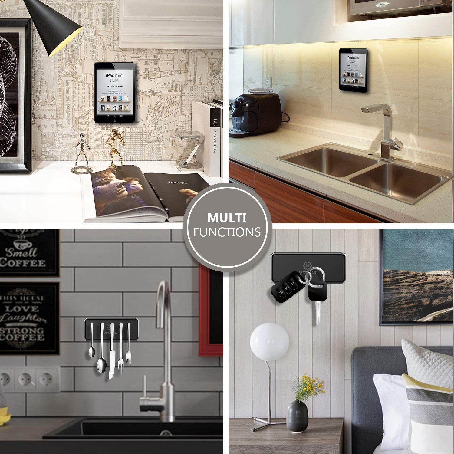 Wixgear Magnetic Phone Car Mount, Universal Stick on Rectangle Flat Dashboard Magnetic Car Mount Holder, for Cell Phones and Mini Tablets -Extra Strong with 10 Magnets!  WizGear   