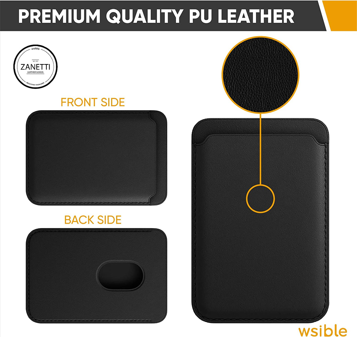 Mag Safe Wallet | Magsafe Wallet Compatible Apple Wallet & Apple Wallet Magsafe & Apple Magsafe Wallet & Magsafe Wallet Iphone 14 Pro Max, Magsafe Wallet Iphone 14 Pro | Iphone Magsafe Wallet | Black  Zanetti Leather Goods   