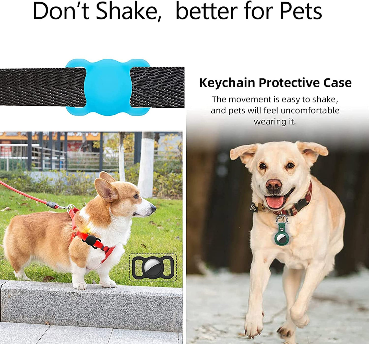 Holder Compatible with Airtag Air Tag, Case Cover Fit Dog Pet Cat Collar Compatible for Apple Finder Location Tracker Black & Blue  Chansmart   