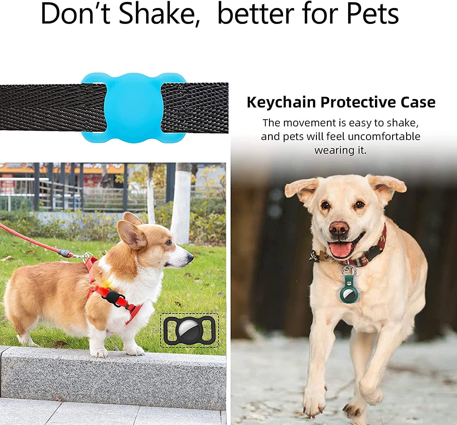 Holder Compatible with Airtag Air Tag, Case Cover Fit Dog Pet Cat Collar Compatible for Apple Finder Location Tracker Black & Blue  Chansmart   