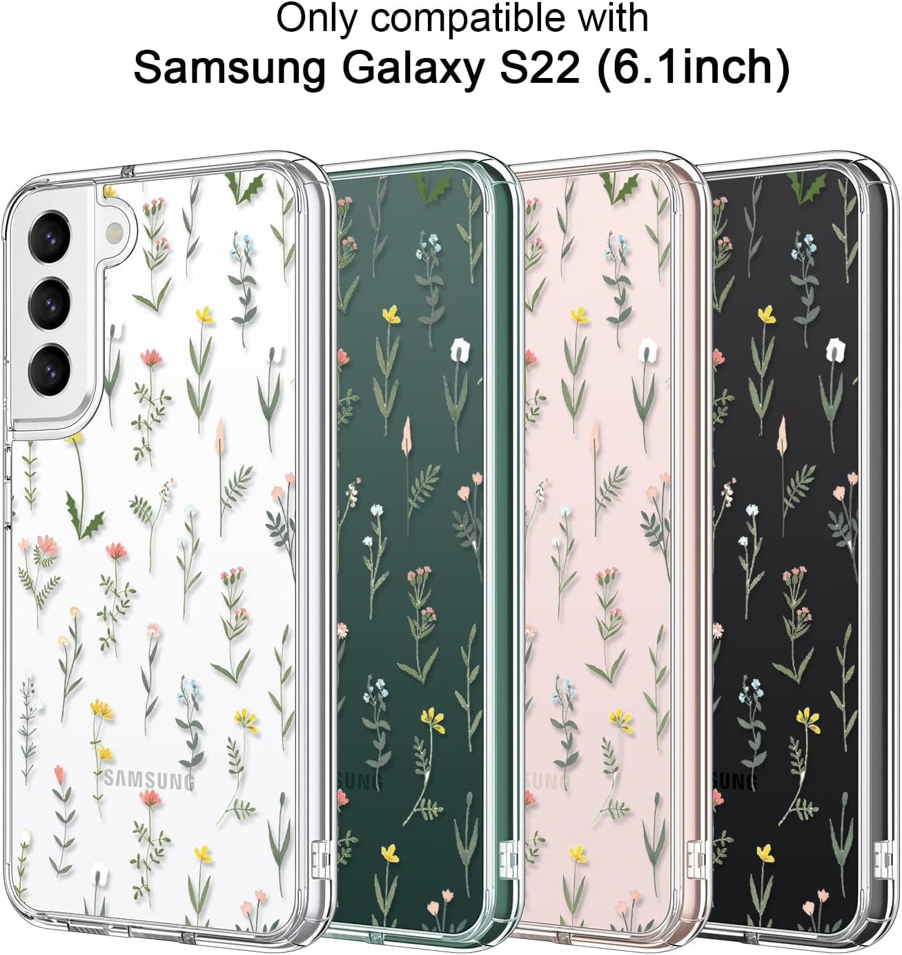 ICEDIO for Samsung Galaxy S22 Case,Slim Fit Crystal Clear Cover with Fashionable Designs for Girls Women,Durable Rugged Protective Phone Case for Samsung Galaxy S22 6.1" Cute Flower Garden  ICEDIO   