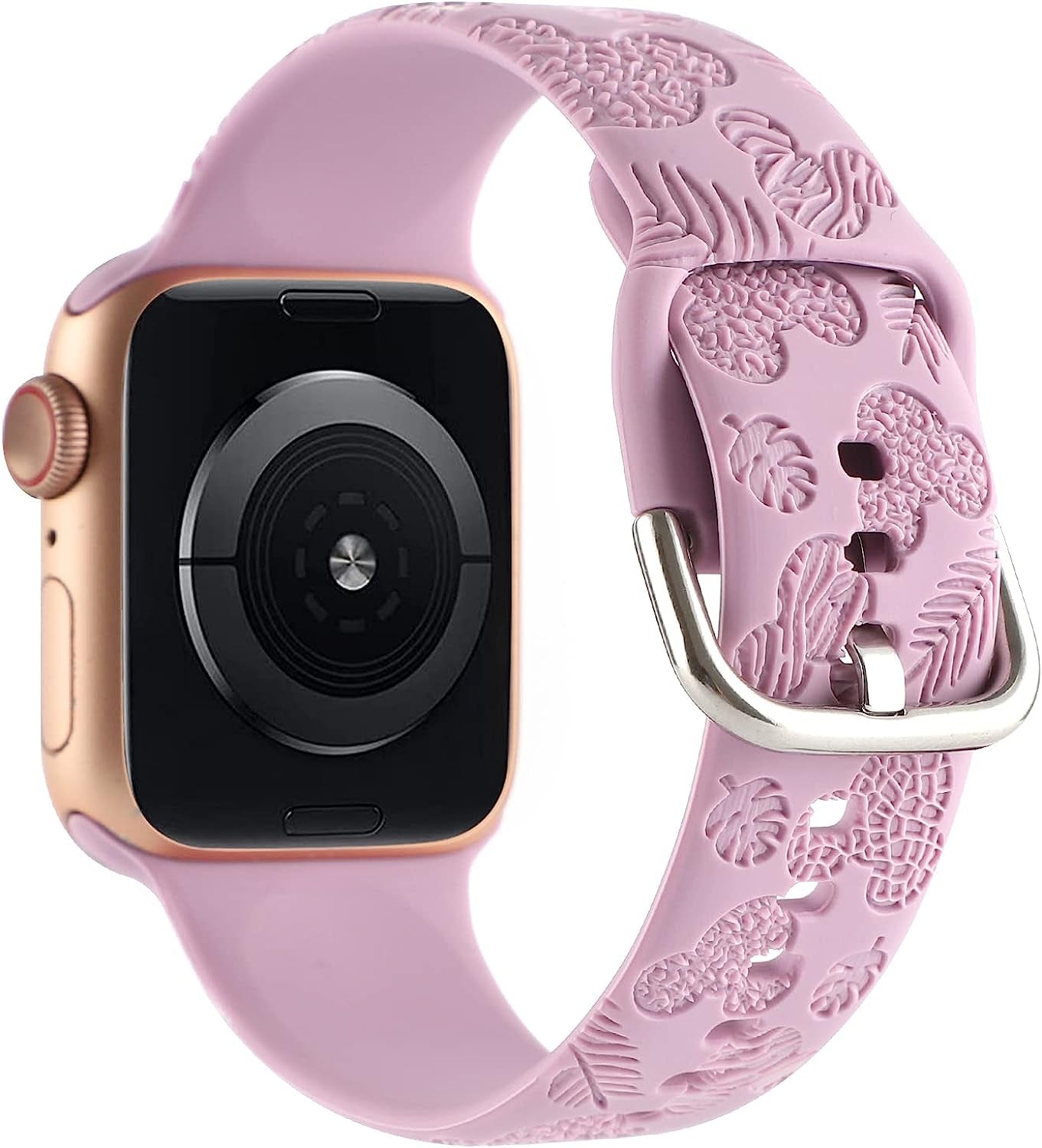 Cartoon Leopard Zebra Engraved Silicone Watchband Cute Soft Strap Sport Bracelet Band Compatible with Apple Watch Series 8 7 6 5 4 3 2 1/SE Ultra  Gadgetisan Light Purple 42/44/45/49 mm 