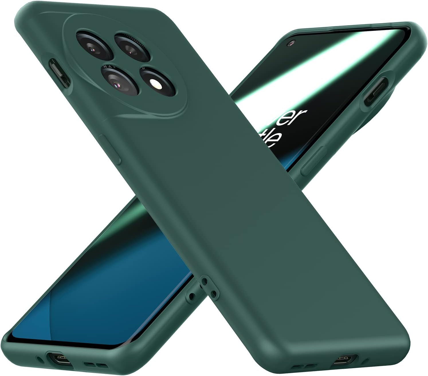 Cresee Case for Oneplus 11 5G, Thin TPU Cover with Camera Protection Soft Interior Slim Phone Case for Oneplus 11 - Black  Cresee Green 1+11 