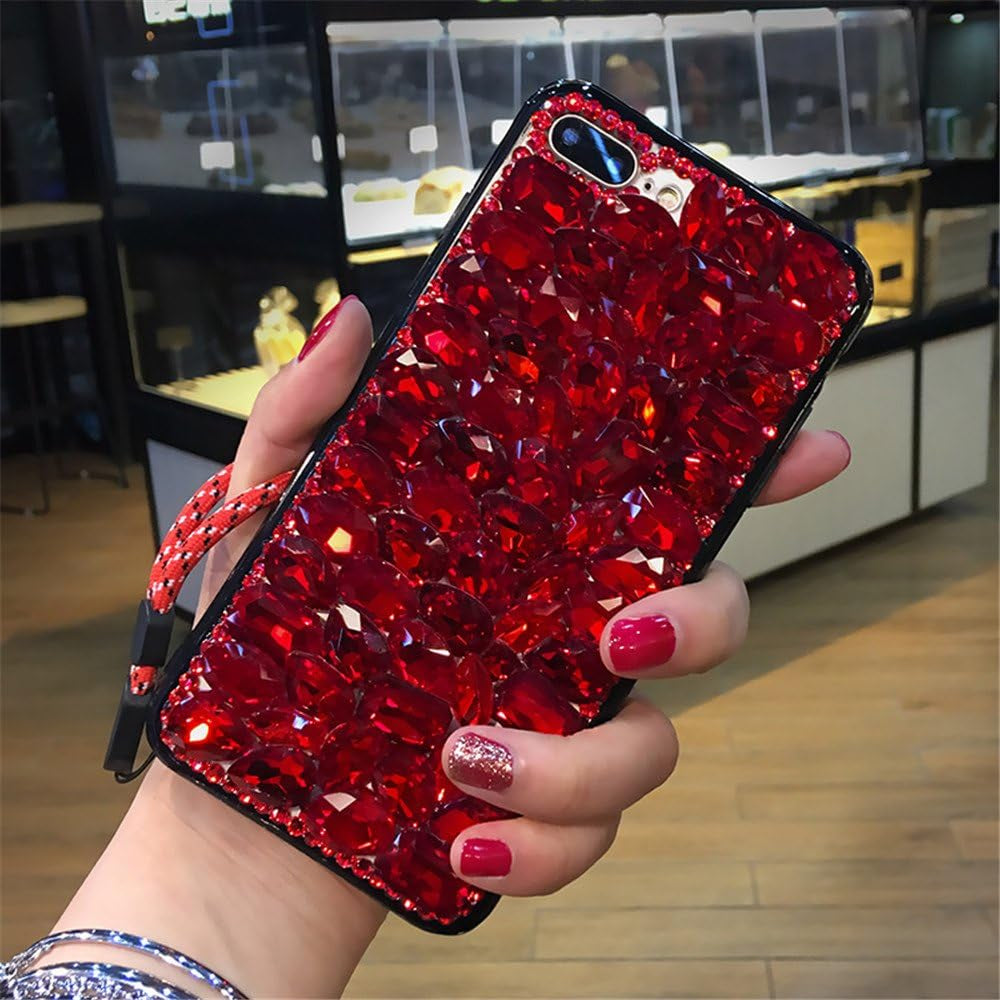 Case for LG G6,Luxury 3D Handmade Sparkle Stunning Stones Crystal Rhinestone Bling Full Diamond Gemstone Glitter Case for LG G6(A Full Black)  RB-CASE A Diamond-Full Red  