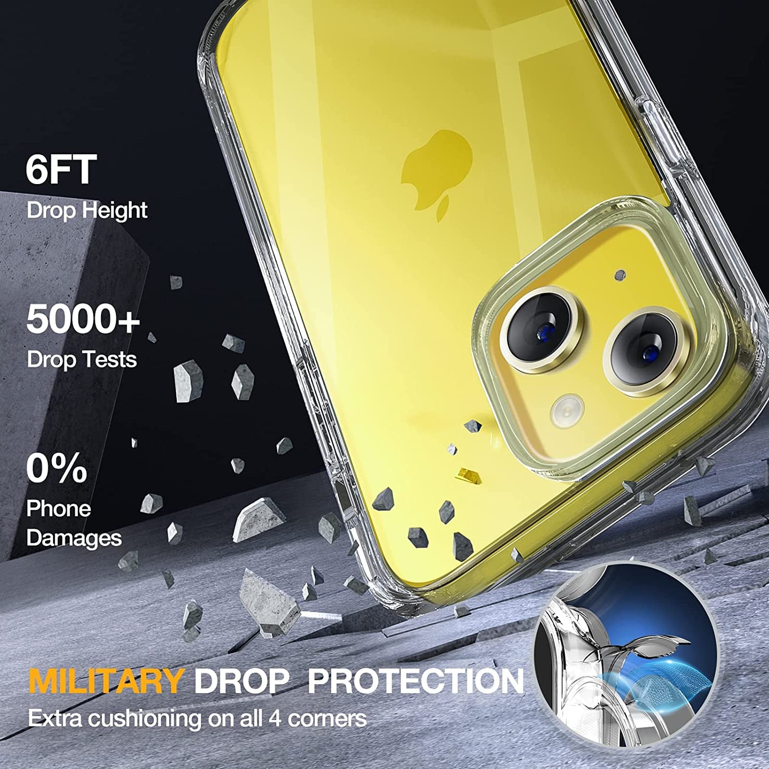 Miracase Glass Series Designed for Iphone 14 Case 6.1 Inch, 2023 Upgrade Full-Body Clear Bumper Case with Built-In 9H Tempered Glass Screen Protector and Camera Lens Protector,Clear  Miracase   