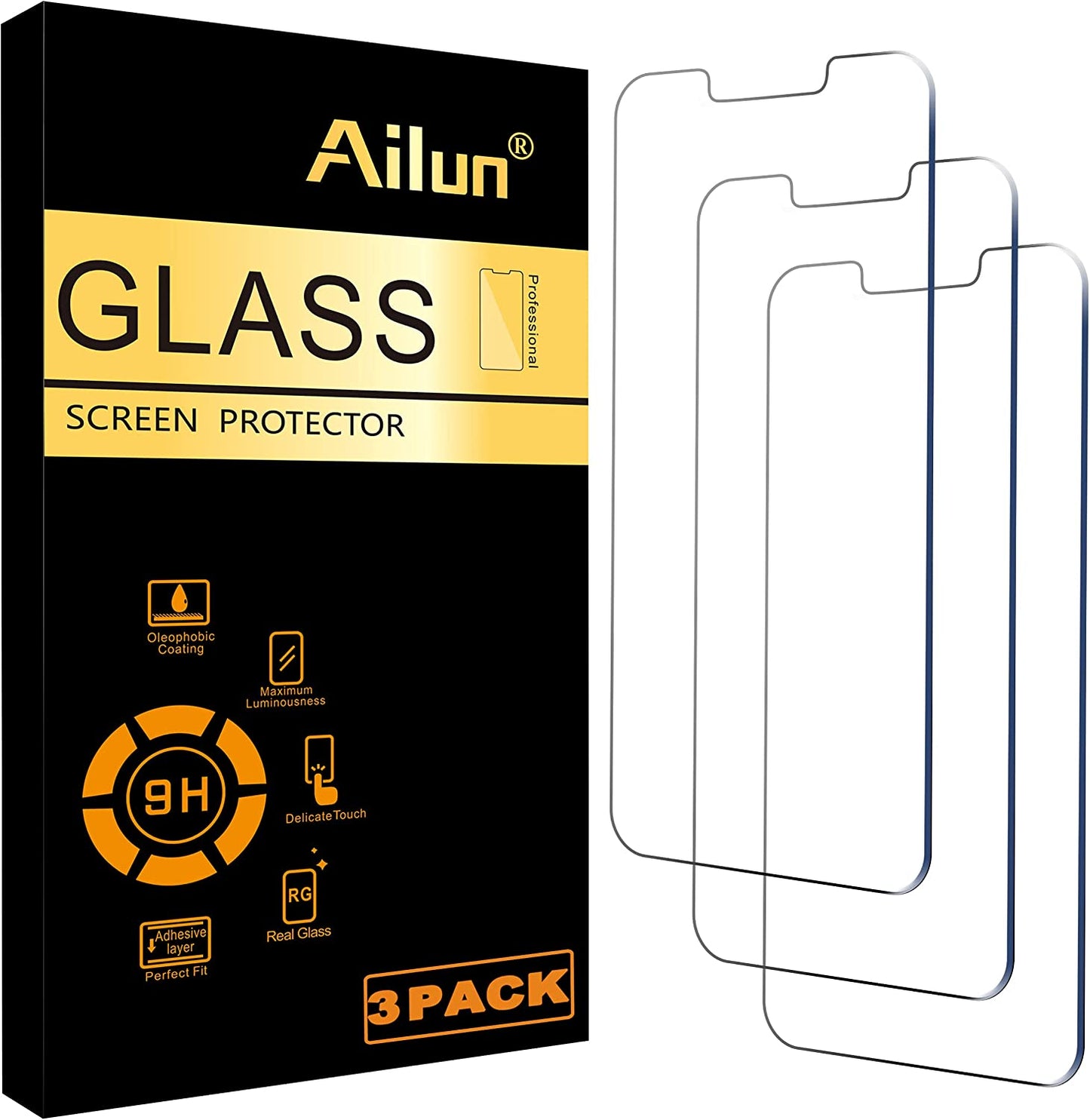 Ailun Glass Screen Protector for Iphone 14/13/13 Pro [6.1 Inch] Display 3 Pack Tempered Glass, Case Friendly  AilunUS   