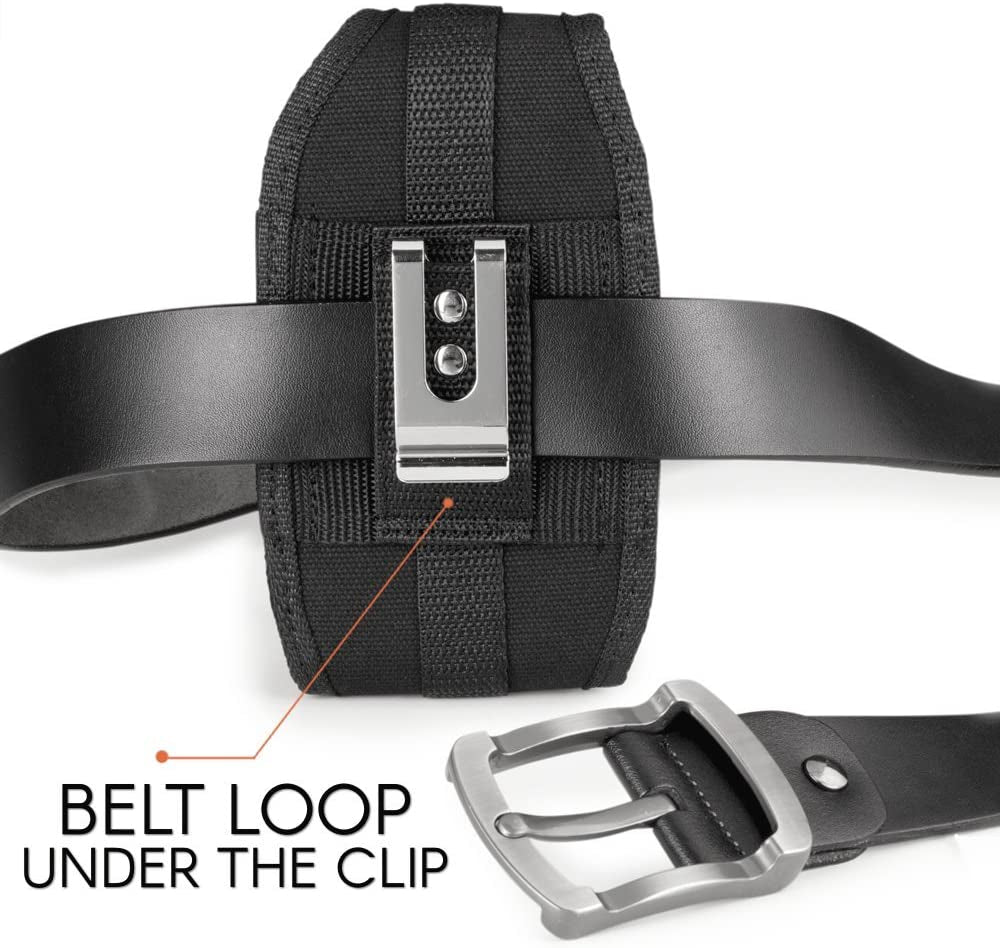 Agoz Carrying Case for LG V30, V30+, V30S Thinq, V35 Thinq, Heavy Duty Rugged Canvas Vertical Holster Pouch Cover with Metal Clip, Belt Loops, Card Slot & Front Buckle Clip  AGOZ   