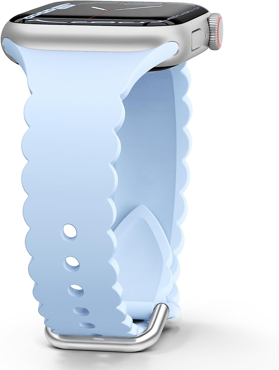 Sunnywoo Lace Silicone Band Compatible with Apple Watch Bands 38Mm 40Mm 41Mm 44Mm 42Mm 45Mm 49Mm, Women Soft Sport Strap Wristband Replacement for Iwatch Series Ultra 8 SE 7 6 5 4 3 2 1  Sunnywoo Light Blue 42/44/45/49mm 