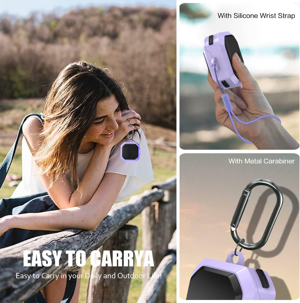 [With Lock] Armor Cover for Galaxy Buds Pro Case/Galaxy Buds 2 Case/Galaxy Buds Live Case,Shockproof PC+TPU Protective Cover for Samsung Buds 2/Buds Pro/Buds Live with Fashion Candy Keychain(Purple)  YIPINJIA   