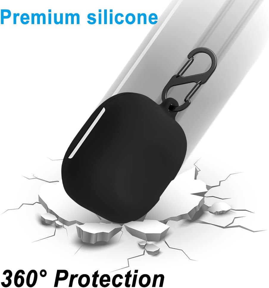 Geiomoo Silicone Carrying Case Compatible with Beats Fit Pro, Portable Scratch Shock Resistant Cover with Carabiner (Black)  Geiomoo   