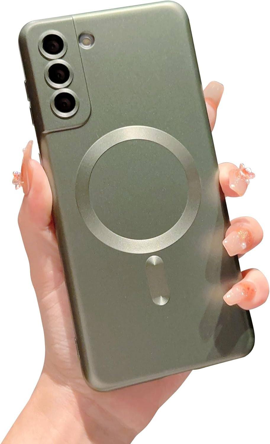 Phylla Samsung Galaxy S21+ plus Phone Case [Compatible with Magsafe] [Full Camera Protection Slim] Luxury Magnetic Solid Color Cover Soft Silicone Bumper for Galaxy S21 plus 5G 6.7" (Blackish Green)  phylla\1   