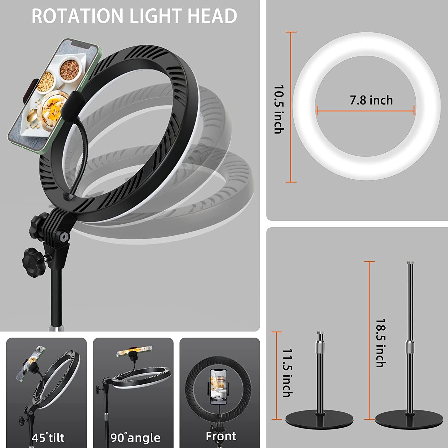 12'' Selfie Ring Light with Stand and Phone Holder - Tripod for Iphone with Ring Light, Floor Tall Ring Lights with Tripod for Phone/Camera, Circle Light for Video Recording, Photography, Tiktok, Zoom  Yarrashop   
