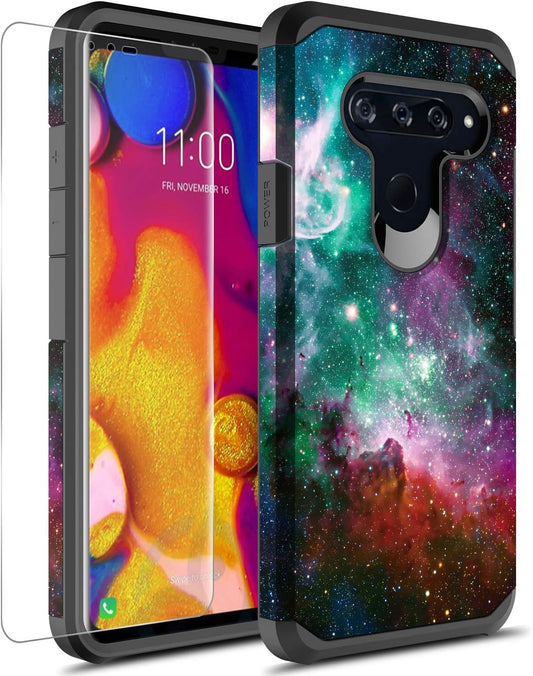 GORGCASE Phone Case Compatible for LG V40 THINQ CASE with Screen Protector,Slim Cute PC TPU Shock-Proof Dual Layer Bumper Girls Women Armor Drop Protection Protective Cover LG V40 Galaxy Star  GORGCASE   