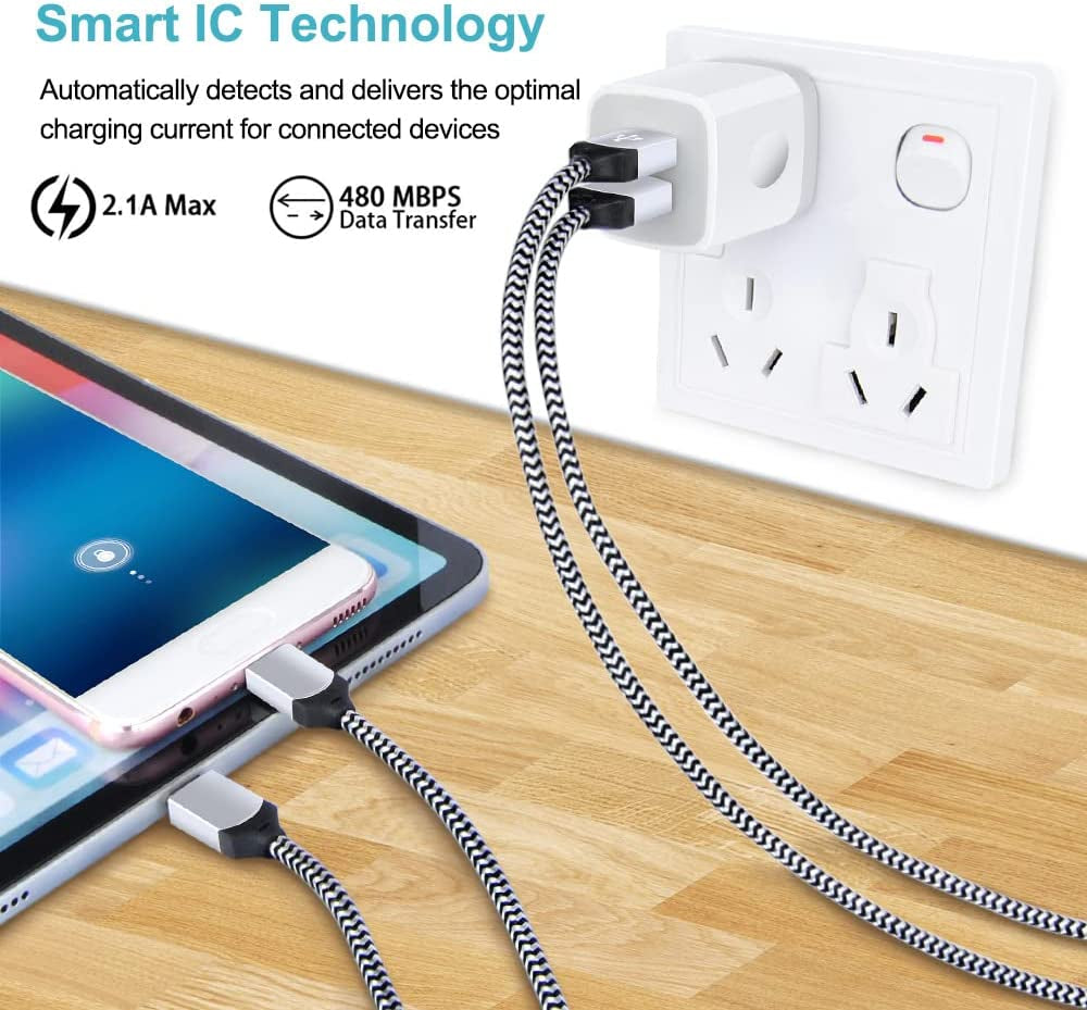 Charger Block, USB Wall Charger, Double USB Fast Charging Cube Block Charger Box, 2.1A Phone Charger Power Adapter 3 Pack for Iphone 14 13 12 11 Pro Max XS XR X 8 7 6S Samsung Galaxy S23 A14 Note 20  Shenzhen Putuo Technology Co.,Ltd   