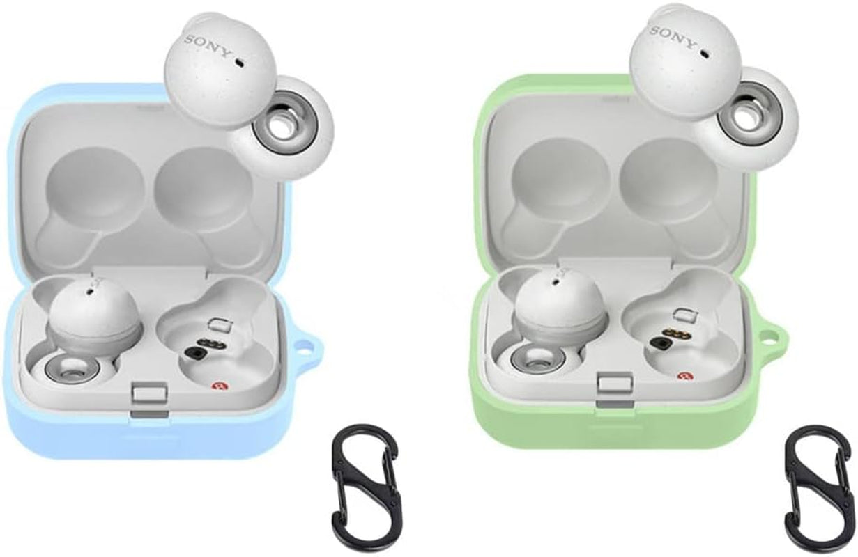 2 Pack DAYJOY Soft Silicone Protective Case Cover Compatible with Sony Linkbuds WF-L900 Earphone, Protective Skin Sleeve with Key Chain (Black+Blue)  DAYJOY light blue+light green LinkBuds WF-L900 