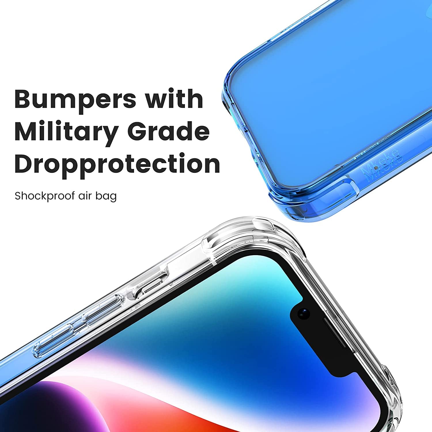 Mkeke Compatible for Iphone 13/14 Case, Not Yellowing Shockproof Phone Case with Protective Bumper Slim Cover Fit for Iphone 13/14, Gradient Blue  Shenzhen Make Technology Company Limited   