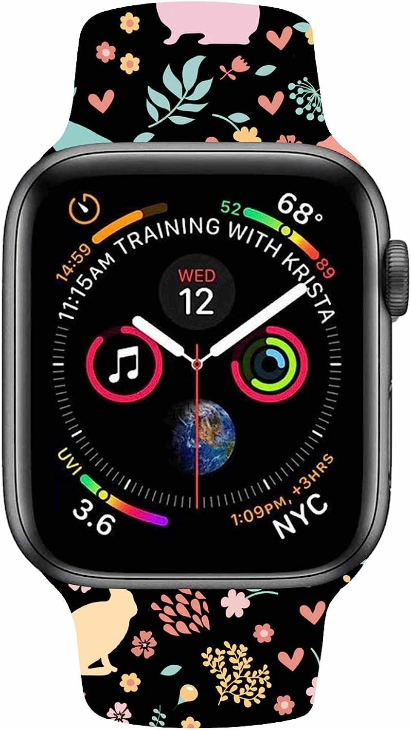 Easter Theme Bunny Rabbit Eggs Pattern Bands Compatible with Apple Watch 38Mm 40Mm 41Mm 42Mm 44Mm 45Mm 49Mm, Soft Silicone Sports Wristband Strap for Iwatch SE & Series 8/7/6/5/4/3/2/1  HYHMXB   