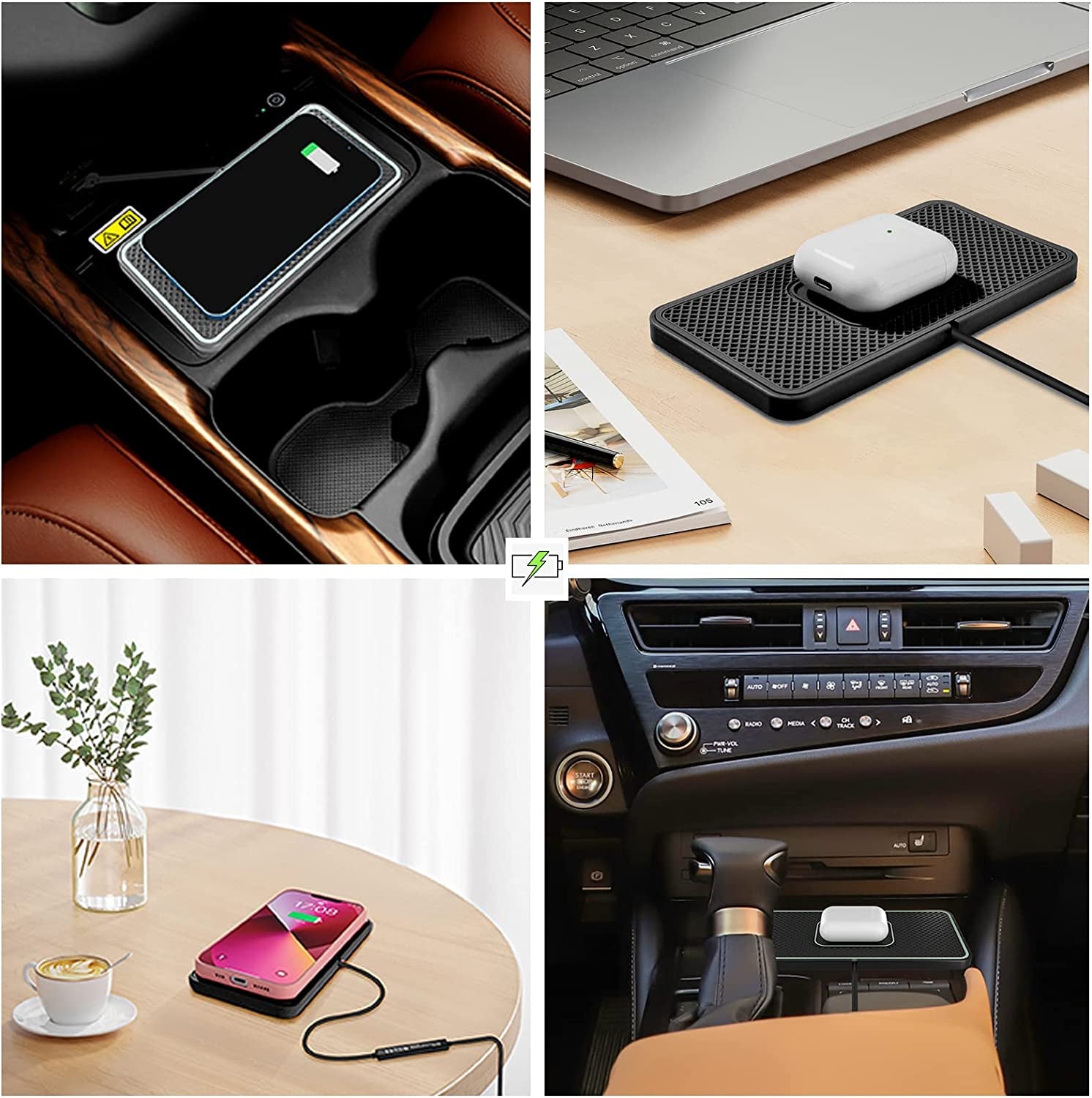 Wireless Charger,Sanmido Wireless Car Charger Charging Pad 10W Wireless Phone Charger Non Slip Fast Charger Pad Android Cell Phone Wireless Charging Mat Galaxy21/20S9S10S8Note10 (C1P)  SANMIDO   